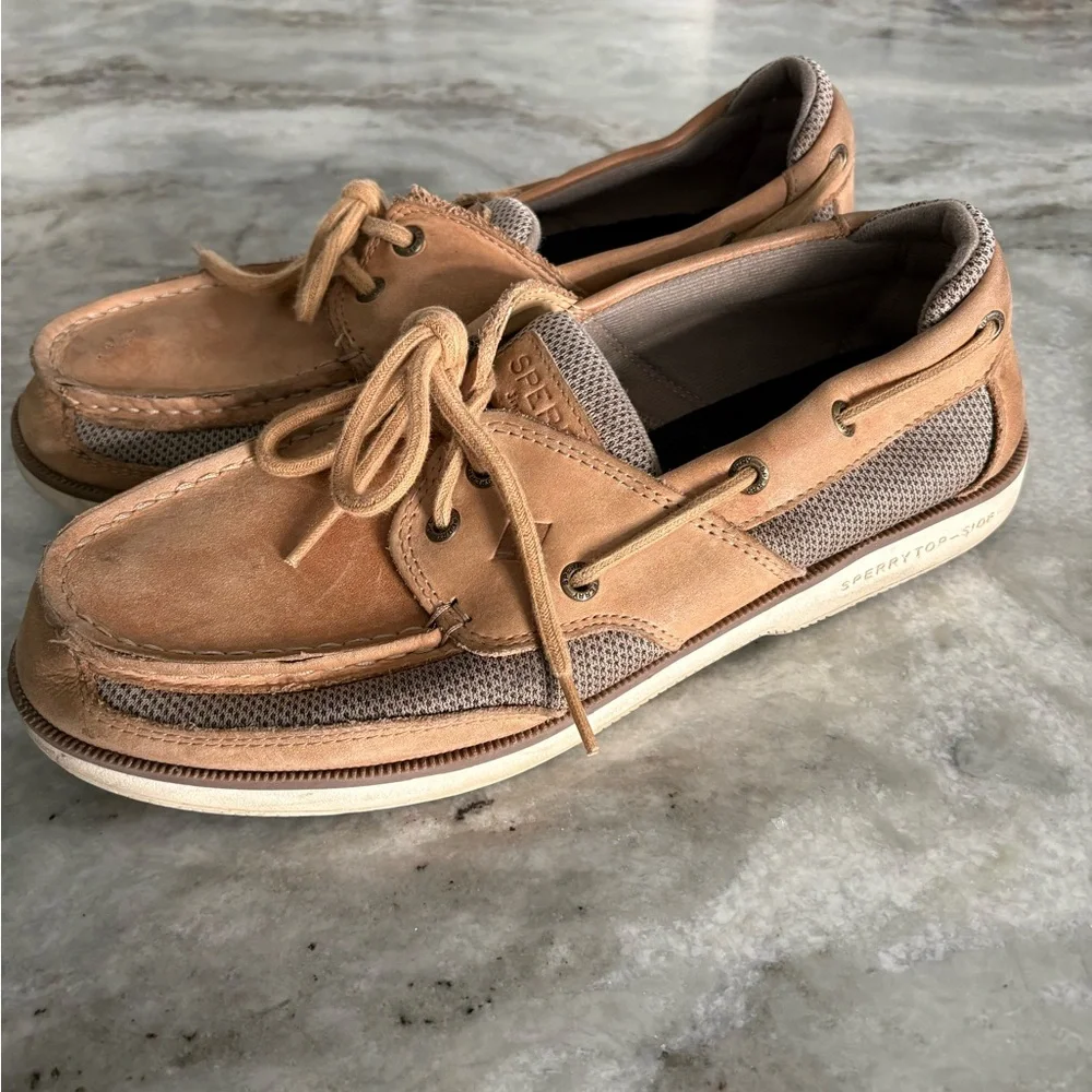 Sperry Men’s Surveyor 2 Eye Linen Boat Shoes Size 10.5